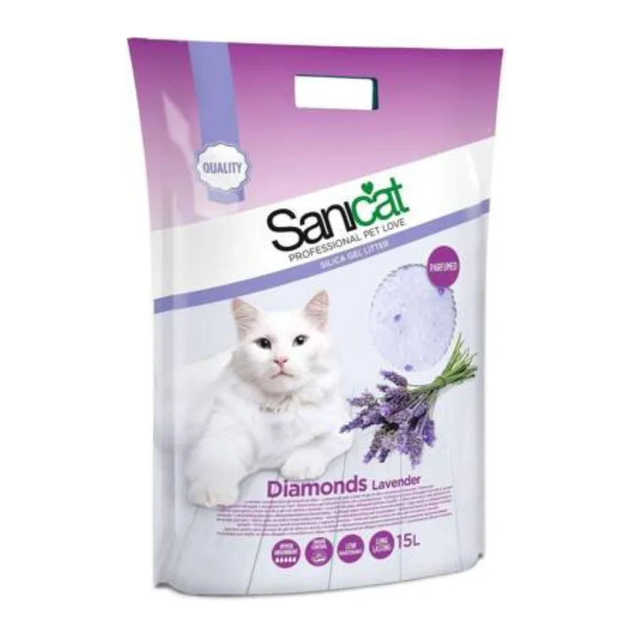 Litière Silice Sanicat Diamonds Lavande 15L / 7 kg