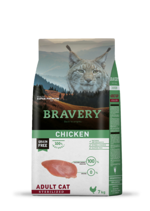 BRAVERY Sans Céréales Poulet pour Chat adulte stérilisé 7KG