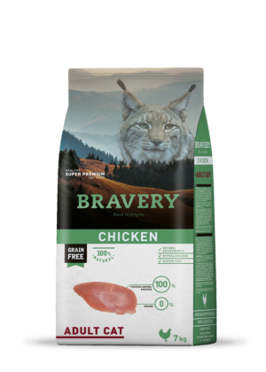 BRAVERY Sans Céréales Poulet pour Chat adulte 7KG