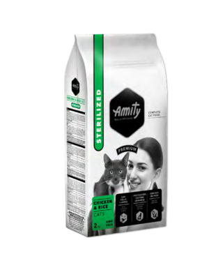 Sac de croquettes AMITY Premium Poulet et Riz pour Chat adulte stérilisé 1.5 kg