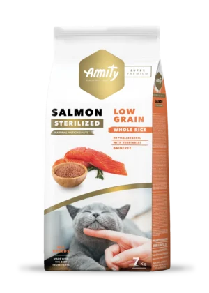 Sac de croquettes AMITY Super Premium Saumon et Riz pour Chat stérilisé