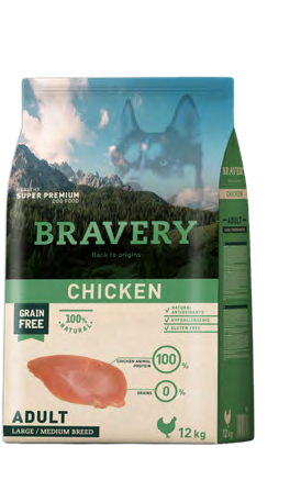 Sac de croquettes BRAVERY Adult Medium et Large Poulet pour chien de moyenne et grande taille