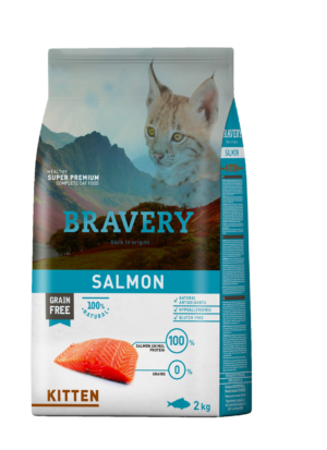 Sac de croquettes BRAVERY Kitten sans céréales Saumon pour Chaton