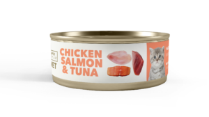 Boîte de pâtée pour chaton Amity Super Premium Poulet, Saumon et Thon