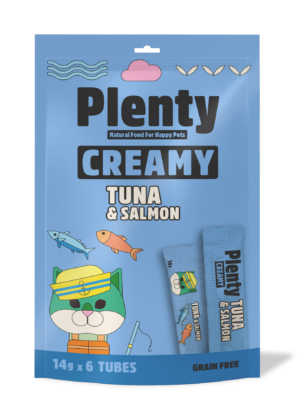 Sachet de Crème à Lécher Plenty Thon et Saumon pour chat 84 g